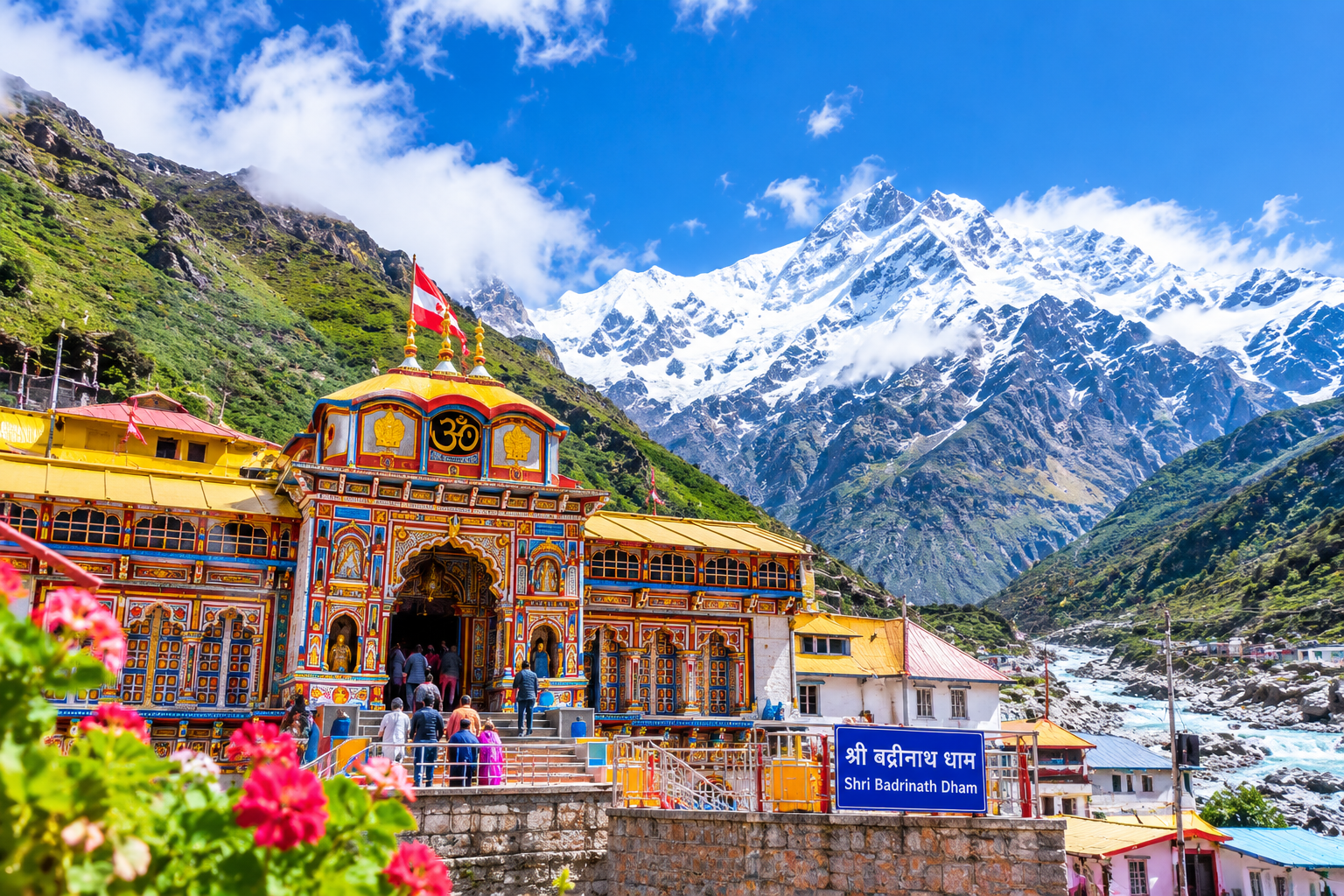 Badrinath Temple in Uttarakhand during Char Dham Yatra