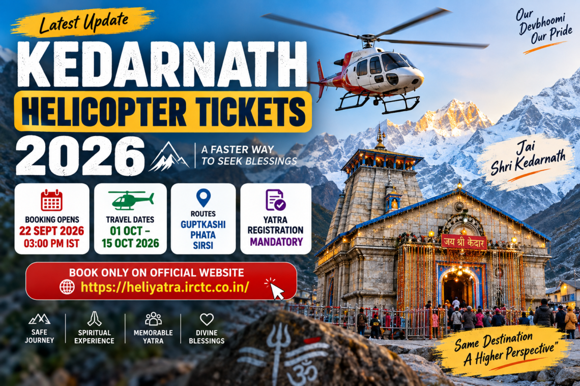 Kedarnath Helicopter Tickets Update