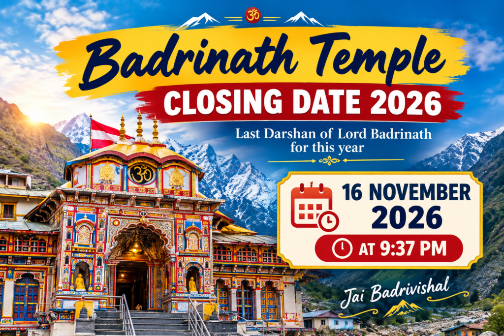 Badrinath Temple Closing Date 2026: Official Date & Time